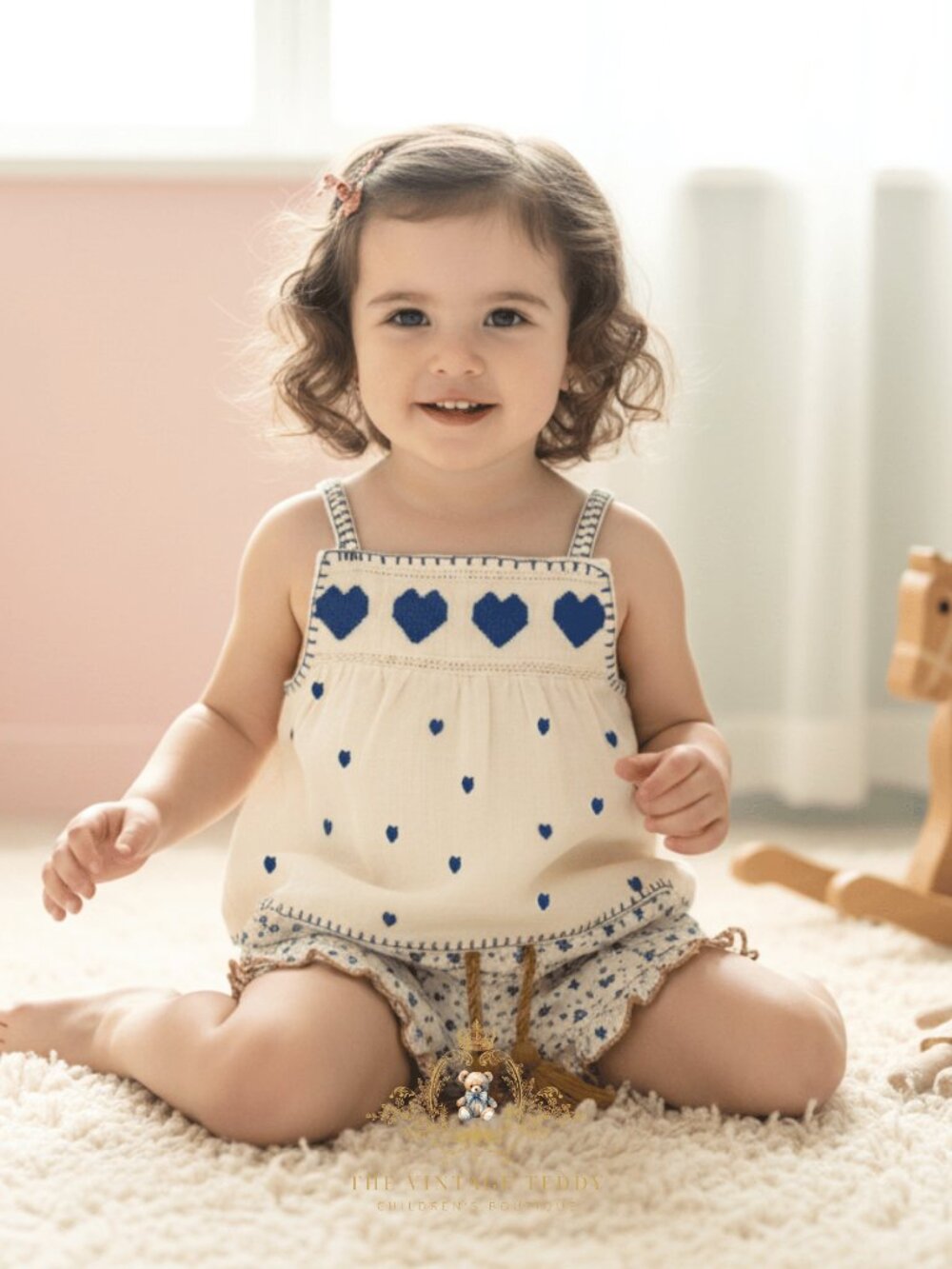 NWT Lovely Girls Blouse & Shorts Kids Matching Set Embroidery Bohemian Floral 4T - Picture 2 of 3
